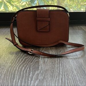 Sole Society Brown Crossbody Bag with Adjustable Strap and Metal Accents